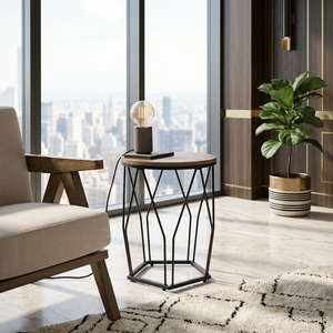 AK Brass Attractive Metal <b>Side</b> <b>Table</b> in <b>Black</b> Finished With Wooden Top Luxury <b>Table</b> For Home Furniture / Hotel Furniture - Product Image 1