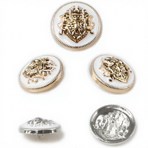 Vintage Metal Shank <b>Buttons</b> Round Embossed <b>Gold</b> Silver Blue Decorative Rhinestones Pearl Design for Clothing - Product Image 2
