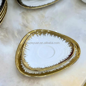 Tasses à café algériennes turques forme unique plaqué or design personnalisé New Bone China Cappuccino Espresso Saucers Tea Cup Set of 6 - Product Image 4