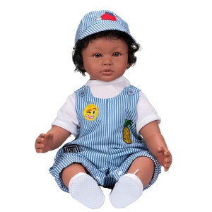 NPK 60CM Reborn Toddler in Dark Tan Skin Body Rooted Hair Doll Realista Tacto suave Cuddly Baby <span class=keywords><strong>Dol</strong></span> - Product Image 1