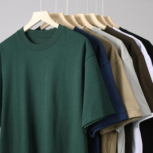 T-Shirt con Logo personalizzato 280Gsm 300gsm 320Gsm in cotone 100% manica corta a tracolla in bianco pesante oversize da uomo - Product Image 1