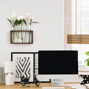 Desktop impianto di vetro stazione di propagazione con 5 provette in legno per interni con supporto a parete appesa fioriera di vetro portavaso - Product Image 2
