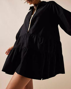 Nuevo estilo, <span class=keywords><strong>ropa</strong></span> de calle, Vestido corto de solapa sólida para mujer, patrón personalizado 3/4, manga abullonada, picardías, minivestido de retazos Suelto - Product Image 3