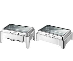 Plato de frotamiento rectangular de acero inoxidable, juego de Buffet, platos de cheffing dorados y plateados con plato de frotamiento interior dividido para catering - Product Image 1