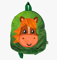 Sac à dos en peluche en coton et polyester de nouvelle conception avec motif de cheval de dessin animé, sac portable