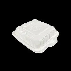 Hot Selling Clamshell Takeout 3 Compartiment Plastic Biologisch Afbreekbare Voedselcontainer Met Scharnierend Deksel