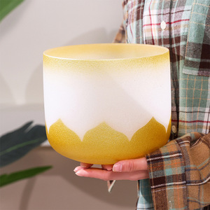 Golden Lotus Frosted Quartz Crystal Singing Bowl 432Hz 440Hz Chakra Sound Healing Yoga Meditation Crystal Sound Bowl With Mallet - Product Image 4