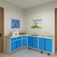 Armoire latérale moderne en acier inoxydable pour clinique dentaire avec rangement compact, table de traitement, casier latéral mural avec serrure à clé