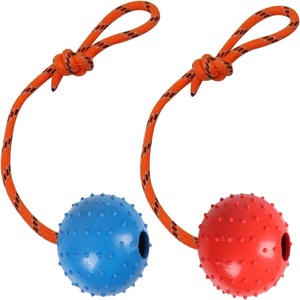 Jouet pour chien robuste pour la lutte de traction - Balle en caoutchouc interactive sur corde pour la mastication agressive et l'entraînement - Product Image 1