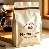 Café en grains mat écologique et durable, crème de café, 250g 500g 1kg, qualité alimentaire, sac refermable à fond plat en PE recyclable