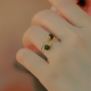 Hetian Jade Open Ring Adjustable Minimalist Design For Women Gift Jewelry - Product Image 1