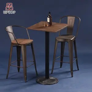 (SP-BT702) 工业餐厅酒吧使用复古铁木桌和凳子