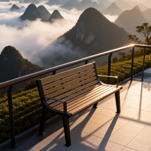 Modern Outdoor <strong>Garden</strong> <strong>Bench</strong> Weatherproof PS <strong>Wood</strong> Park <strong>Bench</strong> <strong>with</strong> Cast Iron Legs Powder Coated Street Furniture KD Design Ne - Product Image 3