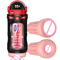 Masturbateur masculin vibrant réaliste avec écran LCD, 2 manchons, effet de succion et de vibration, pour l'entraînement pénien