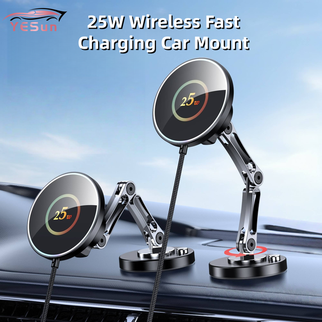 Universal Wireless Charger 25W Fast Charging Car Phone Holder Strong Magnetic 360 Degree Rotation Mount for Car Dashboard