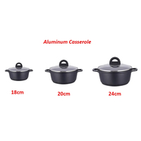 DENUO fabricant 3 pièces ensemble de casseroles noires en alliage d'aluminium à usage domestique batterie de cuisine antiadhésive ensemble de casseroles pour ensemble de cuisine