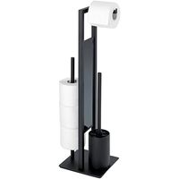 Ensemble d'organisateur de salle de bain en métal, porte-papier toilette avec porte-papier et brosse de nettoyage pour cuvette, porte-papier pratique