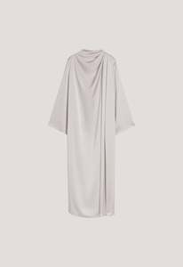 Abaya Cardigan Elegante con Ricamo Floreale, Vestito Asimmetrico Drappeggiato, Cappotto Modesto Abbinato a Bandane Etniche Moderne del Medio Oriente - Product Image 4