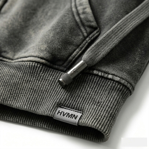 Sweat à capuche zippé épais pour homme, tendance 2026, délavé à l'acide, vintage, coupe oversize, gris anthracite, en molleton, effet usé, style streetwear - Product Image 4