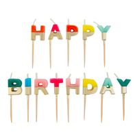 Ventes directes d'usine de rose arc-en-ciel décoration de la maison moderne joyeux anniversaire lettre bougies déesse décorations de gâteau pour les filles