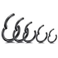 Anneau de nez à charnière en acier chirurgical 16g et 14g, anneau de mamelon Clicker oreille Cartilage Tragus Helix lèvres Piercing bijoux unisexe nouveau 316