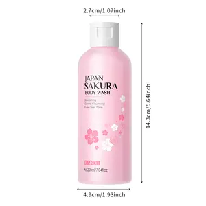 LAIKOU Sakura sabun cuci tubuh, Gel mandi Sakura pembersih ringan 200ml