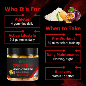 Private Labels Mango Passion Fruit Flavor 5000mg Creatine Monohydrate Gummies Enhance Energy Muscle Recovery <b>Gummy</b> <b>Candy</b> - Product Image 6