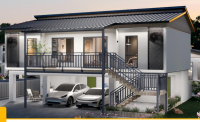 Maison modulaire préfabriquée à deux étages avec murs en béton armé préfabriqué et toit en acier léger, logement permanent