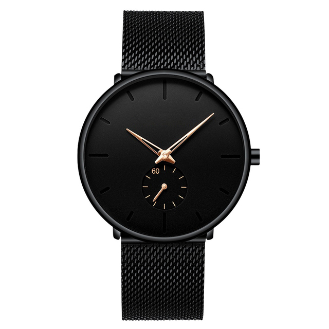 Luxury Men's Quartz Wrist Watch 2140 Small 40mm Dial Hollow Luminous Hands Stainless Steel Mesh Band Fashion Sport Style Alloy