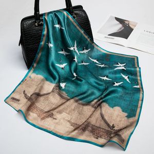 Pañuelo de Seda de Morera 100% Pura para Mujer, 55 * 55 cm, Pañuelo Cuadrado Pequeño con <span class=keywords><strong>Flores</strong></span> y Hierba, Impresión Digital de Alta Calidad - Product Image 6