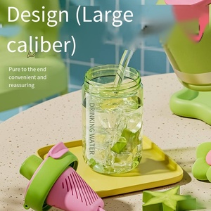 Vaso Tritan de Perfil Alto <span class=keywords><strong>con</strong></span> Infusor Horizontal para Té de Flores, Separador Portátil, Recubierto, para Beber Directamente en Verano - Product Image 4