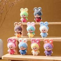 Beflockte Standfiguren Kleine Niedliche Cartoon-Hasen-Figuren Kunstspielzeug für Kinder Sammlerstücke Party-Gastgeschenke Geburtstagsdekoration