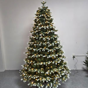 Sapin de Noël d'intérieur de 2,4 mètres, grand et épais, avec LED multicolores pré-éclairées, double couleur, en PE, entièrement en PE, rotatif - Product Image 1