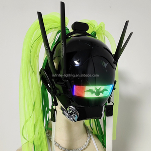 <span class=keywords><strong>Cyberpunk</strong></span> Máscara Casco Máscara futurista, LED Bluetooth con trenzas Máscara Cosplay Halloween Fit Party Music Festival - Product Image 5
