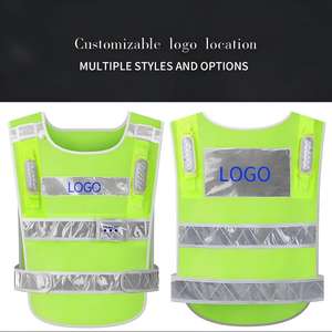HBC LED Gilet Réfléchissant <span class=keywords><strong>Tissu</strong></span> en Maille Plusieurs Poches Certification UE Chantier de Construction Rechargeable Logo Personnalisable - Product Image 2