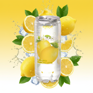 Bevande in Lattina Trasparenti in PET, Bibita Gassata al Gusto Esotico di Arancia con Sapori di Ciliegia, Limone, Pesca e Mela - Product Image 2