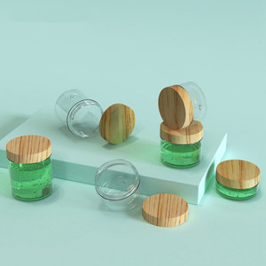 Envase Cosmético de Plástico Transparente Verde de 80ml 100ml 120ml 200ml 250ml con Tapa de Madera para Crema - Product Image 3