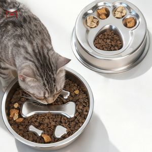 Ciotola per cani in acciaio inossidabile per cuccioli con piastra per gatti in acciaio lento con 2 tazze di capacità antiscivolo - Product Image 5