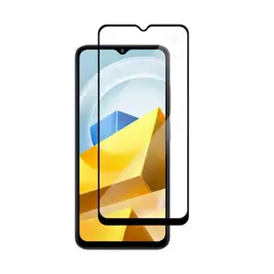 Pour Xiaomi Poco M5 protecteur d'écran bord couverture complète 9H verre trempé 2.5D film protecteur d'écran d'impression en soie pour redmi A1 +