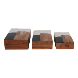 Set di Scatole Decorative Moderne in Legno con Coperchio per Gioielli e Oggetti Preziosi, Organizzatore per la Casa in Stile Rustico - Product Image 3
