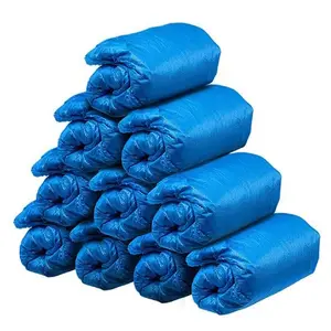 防水CPEプラスチック靴カバー使い捨て100/パック青色