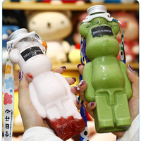 Bouteilles en PET de qualité alimentaire avec logo personnalisé, motif Ours Violent, 500 ml, anti-fuite pour boissons froides, whisky, soda et thé au lait