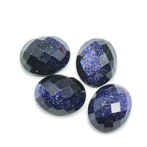 หินทรายสีฟ้า10x8มม. รูปไข่เจียระไนแบบเหลี่ยมเพชรพลอยหินหลวมสำหรับทำเครื่องประดับ - Product Image 3