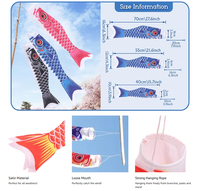 Koinobori Wind Sock Dekorasi Bendera Ikan Koi Layang-layang Poliester Tahan Noda