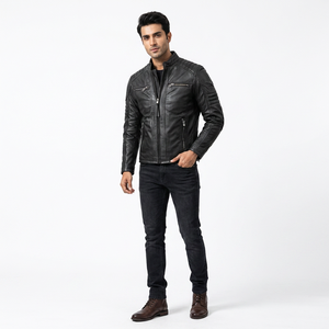 New High Quality Coated Genuine <b>Leather</b> Varsity <b>Jacket</b> <b>Men's</b> Fashion Retro Stand Collar Hooded Spring Autumn - Product Image 1
