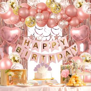 Nuovo Set di Palloncini in Lattice con Banner '<span class=keywords><strong>Buon</strong></span> Compleanno' in Oro Rosa, Nero, Viola, Blu e Argento, con Coriandoli e Paillettes per Decorazioni Festa - Product Image 1