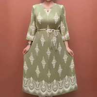 Robe plissée Miyake élégante à col en V et manches évasées pour femmes africaines, grande taille, avec ceinture, style décontracté