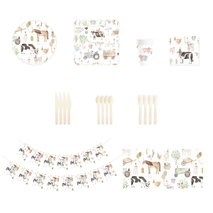 Platos de Papel Desechables con Diseño de Granja (Vacas, Gallinas, Cerdos) de DAMAI, para Fiestas Infantiles - Product Image 2