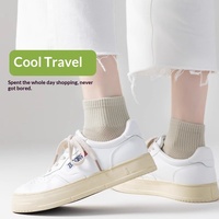 Chaussettes mi-mollet respirantes sans couture en coton fin imprimé, absorbant la transpiration et désodorisantes pour femmes ; Vente en gros Zhuji