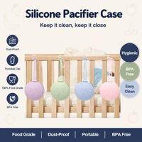 Porte-sucette en silicone pour bébé Kingkam sans BPA, portable, avec motif de dessin animé, avec cordon, pour 0-12 mois